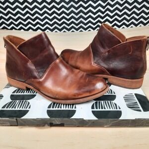 Kork-Ease Natalya Brown Leather Ankle Boots  Womens 9M Rear Zip Booties